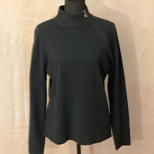 Luxe 360, Designer Original, Women's Black Soft Sweater, Mock Neck, Size Large
